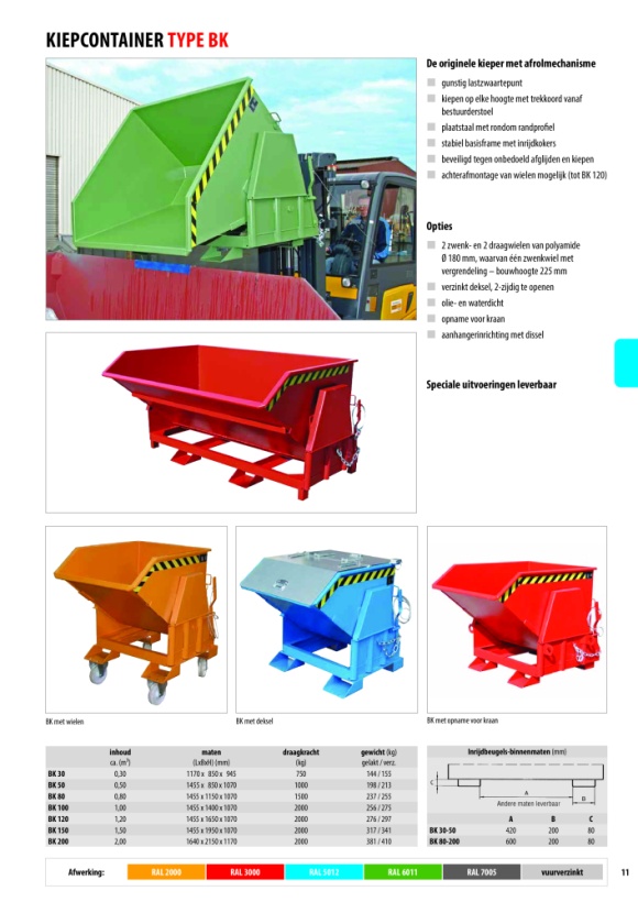 BAUER Kiepcontainer BK 150, gelakt, RAL 2000 geeloranje 4410-12-0000-1