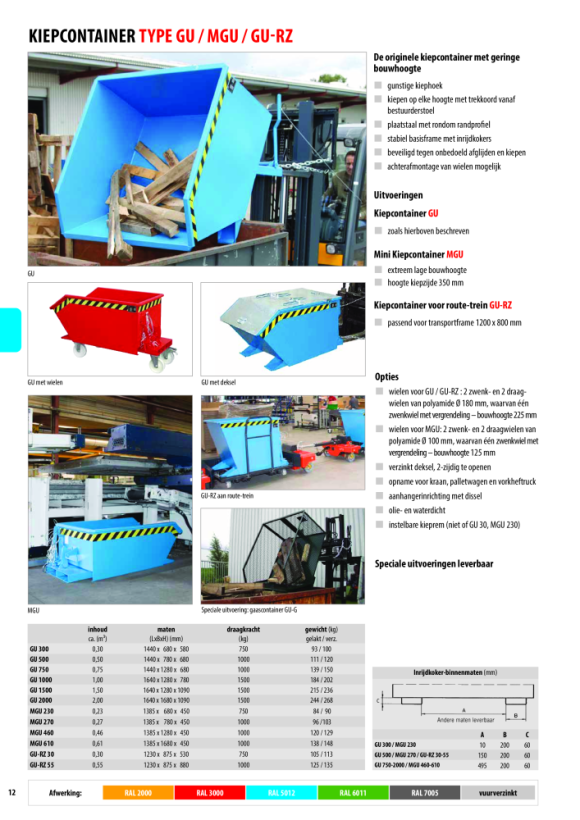 BAUER GU 2000 kipcontainer, gelakt RAL 2000 geeloranje 4409-06-0000-1