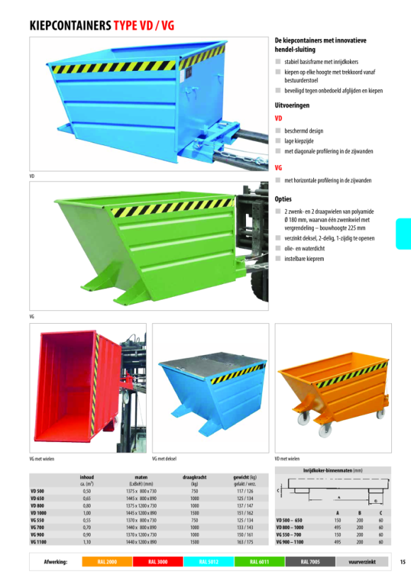 BAUER Afvalcontainer GU-E 1000, gelakt, lichtblauw 4479-43-0000-3