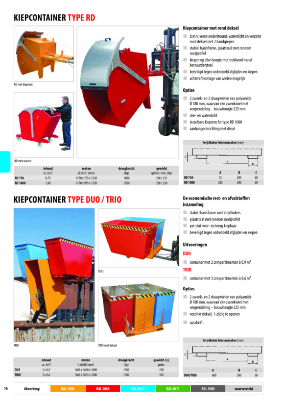 BAUER Kiepcontainer RD 1000, geschilderd RAL 2000 geeloranje 4483-02-0000-1