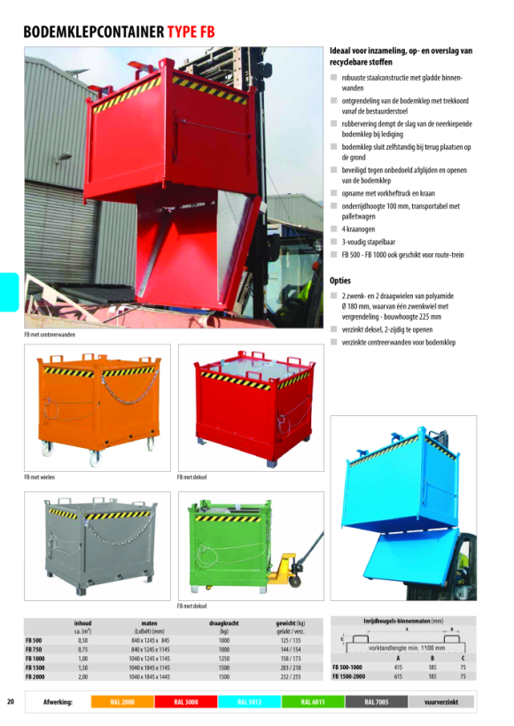 BAUER Scharnierende bodemcontainer SB 2000, gelakt, RAL 5012 lichtblauw 4417-17-0000-3