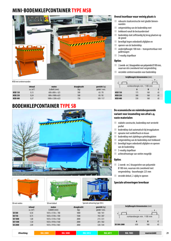 BAUER Scharnierende bodemcontainer SB 2000, gelakt, RAL 2000 geeloranje 4417-17-0000-1