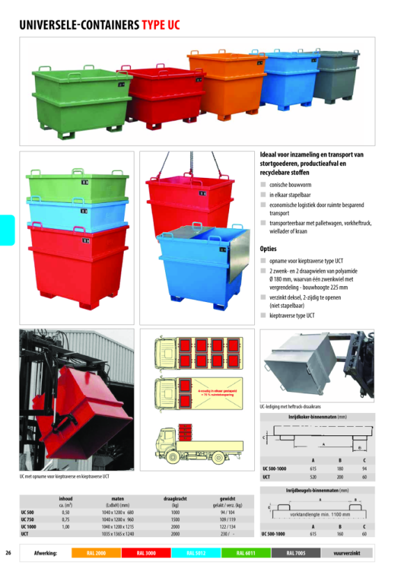 BAUER Universele container UC 1000, gelakt, RAL 2000 geeloranje 4472-07-0000-1