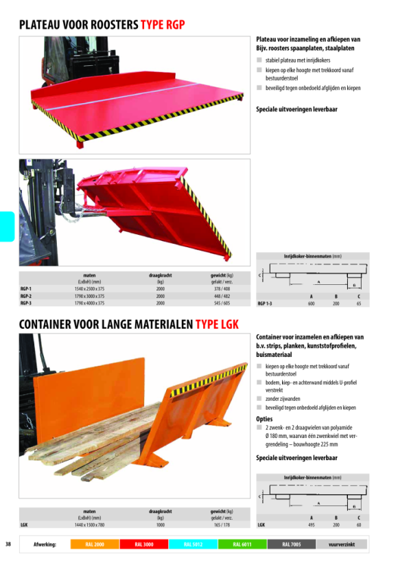 BAUER Resterende rasterpallet RGP-2, geschilderd, RAL 2000 geeloranje 4512-02-0000-1