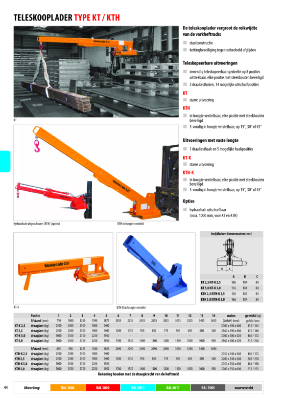 BAUER Telescooplader KTH 5.0, gelakt, RAL 3000 vuurrood 4430-03-0000-2