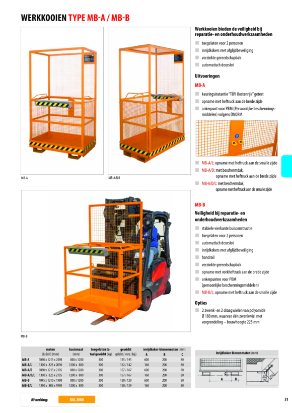 BAUER Werkplatform MB-K-IV, gelakt, RAL 2000 geeloranje 4427-08-0000-1