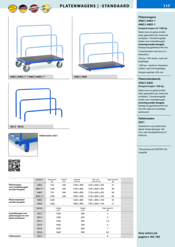 fetra Inzetbeugel - hoogte 600 mm - toebehoren - voor platenwagen 4465 + 4465-1 6016