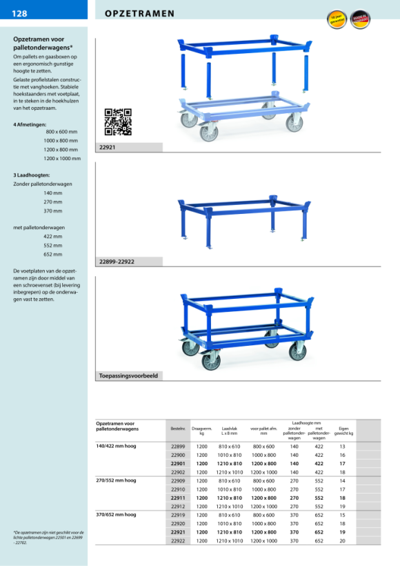 fetra Laadvlak magazijnwagen 850 x 450 mm 1200