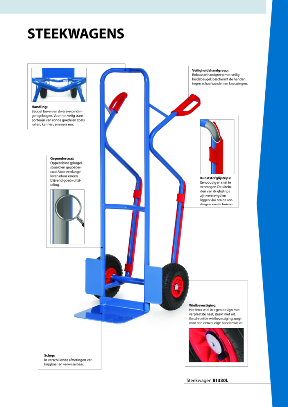 fetra stalen buiswagen met massief rubberen wielen 260 x 56 mm B1216V