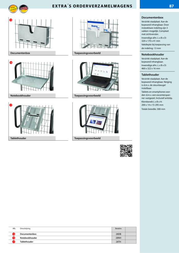 fetra Notebookhouder accessoires voor orderverzamelwagens 28-serie 28NH