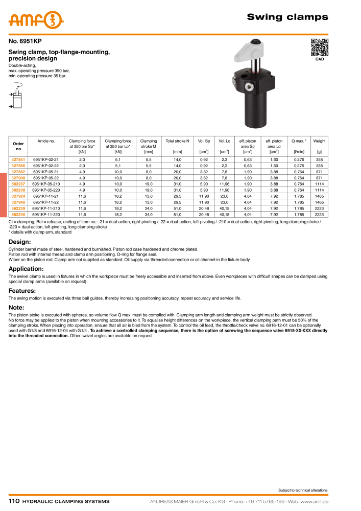 AMF Catalogue Hydraulic clamping systems Nb. : 2023 - Page 110