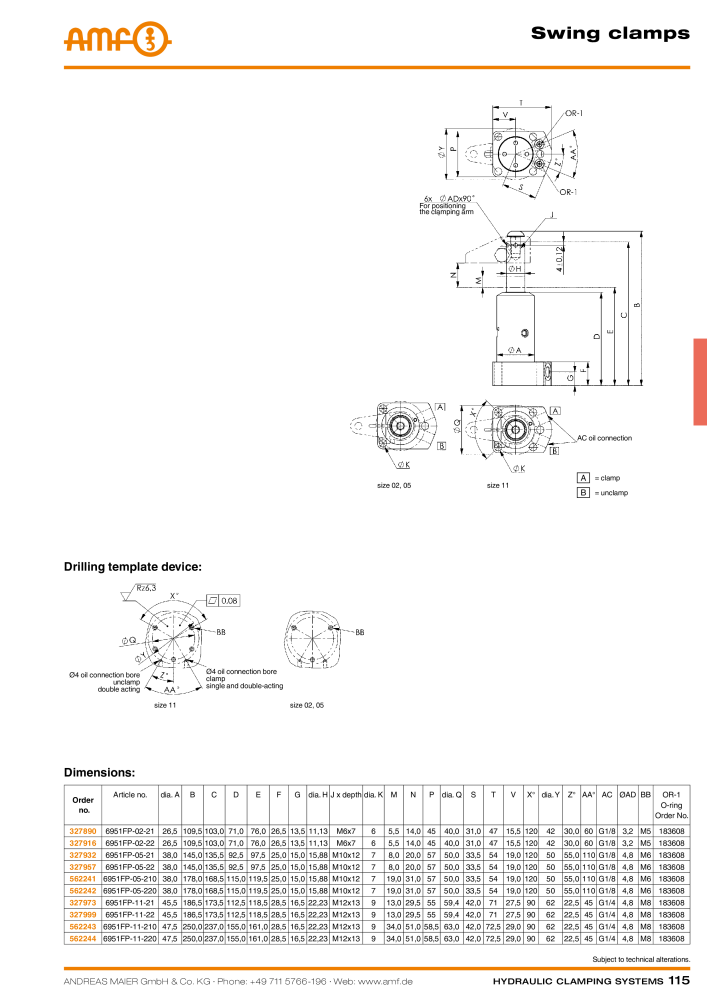 AMF Catalogue Hydraulic clamping systems Nb. : 2023 - Page 115