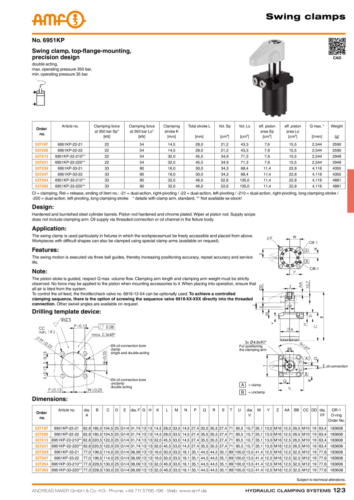 AMF Catalogue Hydraulic clamping systems Nº: 2023 - Página 123