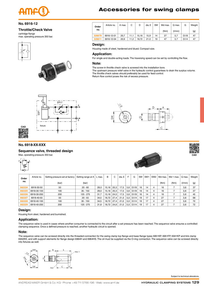 AMF Catalogue Hydraulic clamping systems Nº: 2023 - Página 129