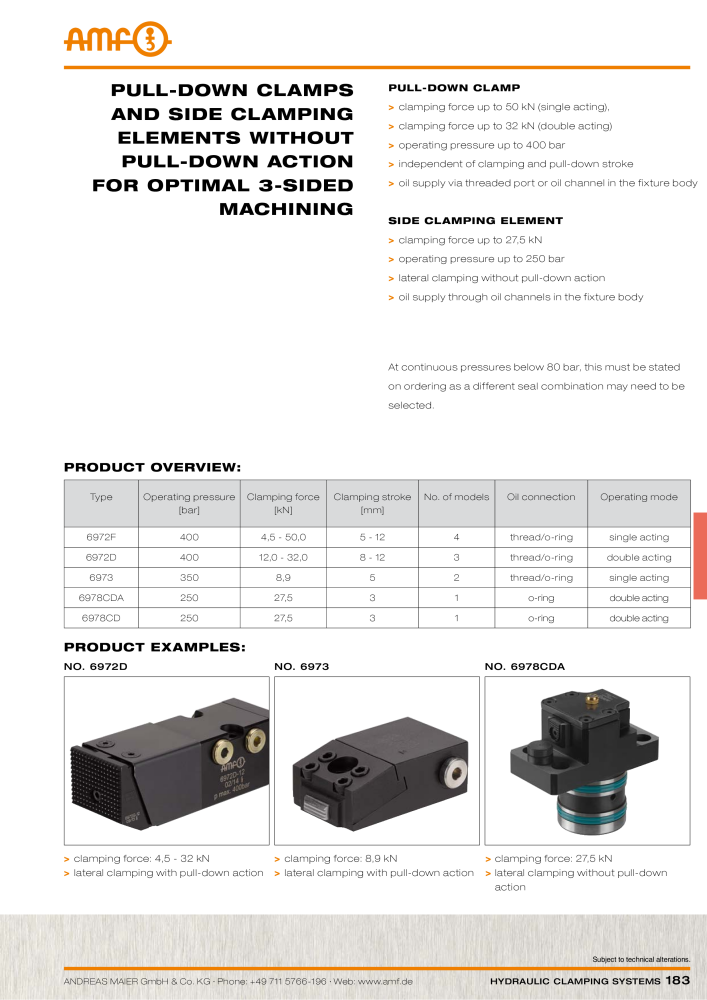 AMF Catalogue Hydraulic clamping systems Nb. : 2023 - Page 183