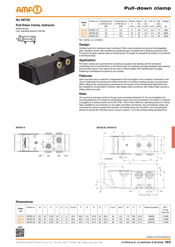 AMF Catalogue Hydraulic clamping systems NR.: 2023 - Side 185
