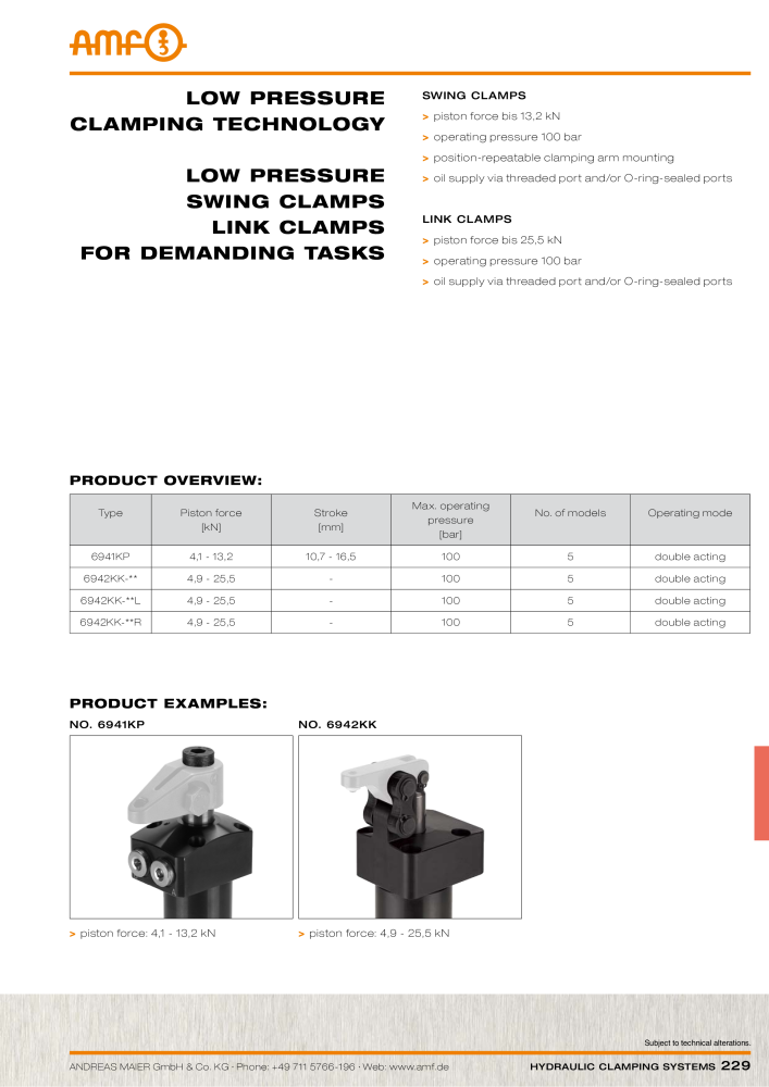 AMF Catalogue Hydraulic clamping systems NR.: 2023 - Side 229