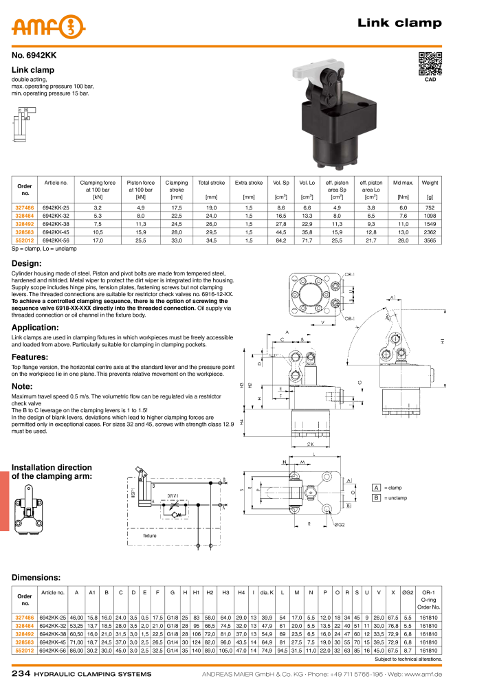 AMF Catalogue Hydraulic clamping systems Nb. : 2023 - Page 234