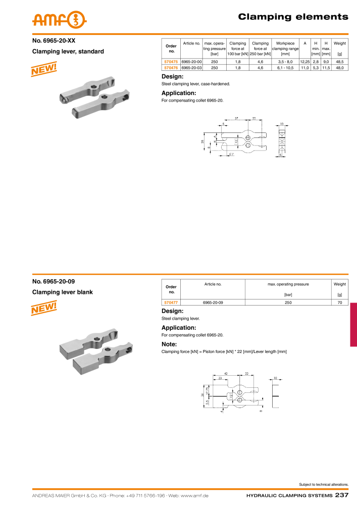 AMF Catalogue Hydraulic clamping systems NO.: 2023 - Page 237