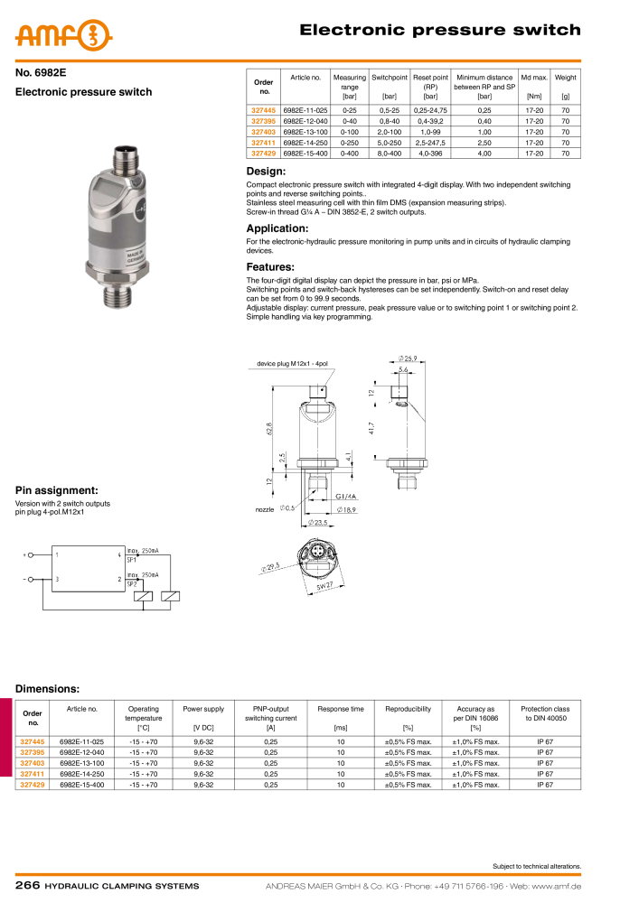 AMF Catalogue Hydraulic clamping systems Nb. : 2023 - Page 266