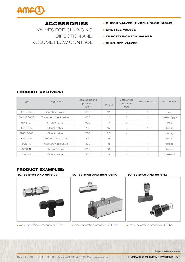 AMF Catalogue Hydraulic clamping systems NR.: 2023 - Side 271