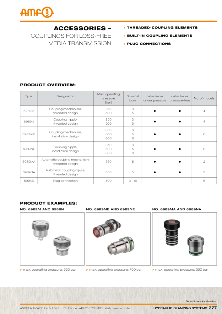 AMF Catalogue Hydraulic clamping systems NO.: 2023 - Page 277