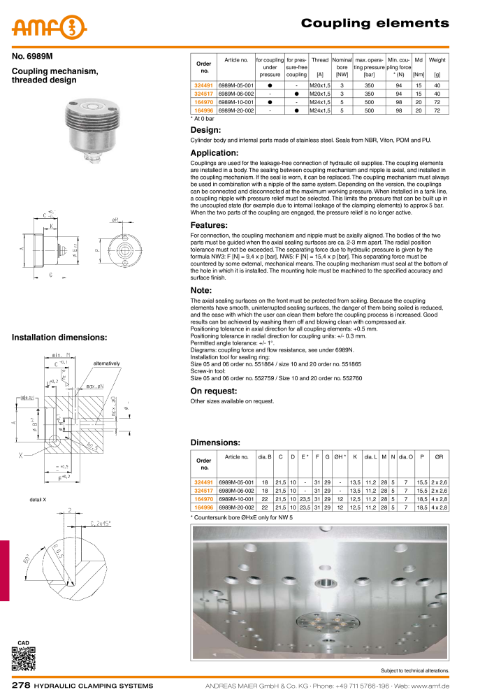 AMF Catalogue Hydraulic clamping systems Nb. : 2023 - Page 278