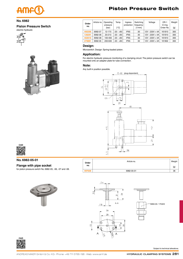 AMF Catalogue Hydraulic clamping systems n.: 2023 - Pagina 281