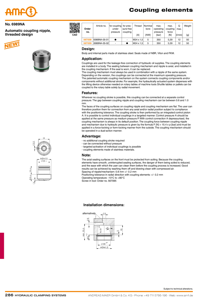 AMF Catalogue Hydraulic clamping systems NO.: 2023 - Page 286