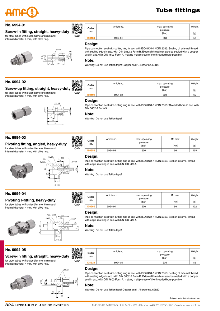 AMF Catalogue Hydraulic clamping systems Nb. : 2023 - Page 324