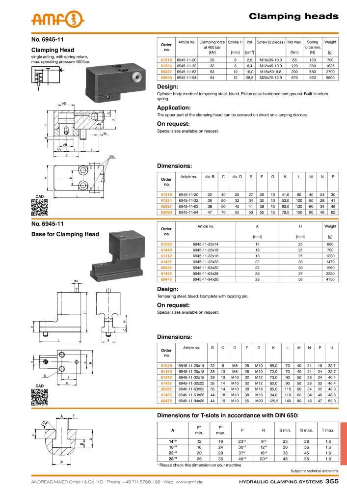 AMF Catalogue Hydraulic clamping systems NR.: 2023 - Seite 355
