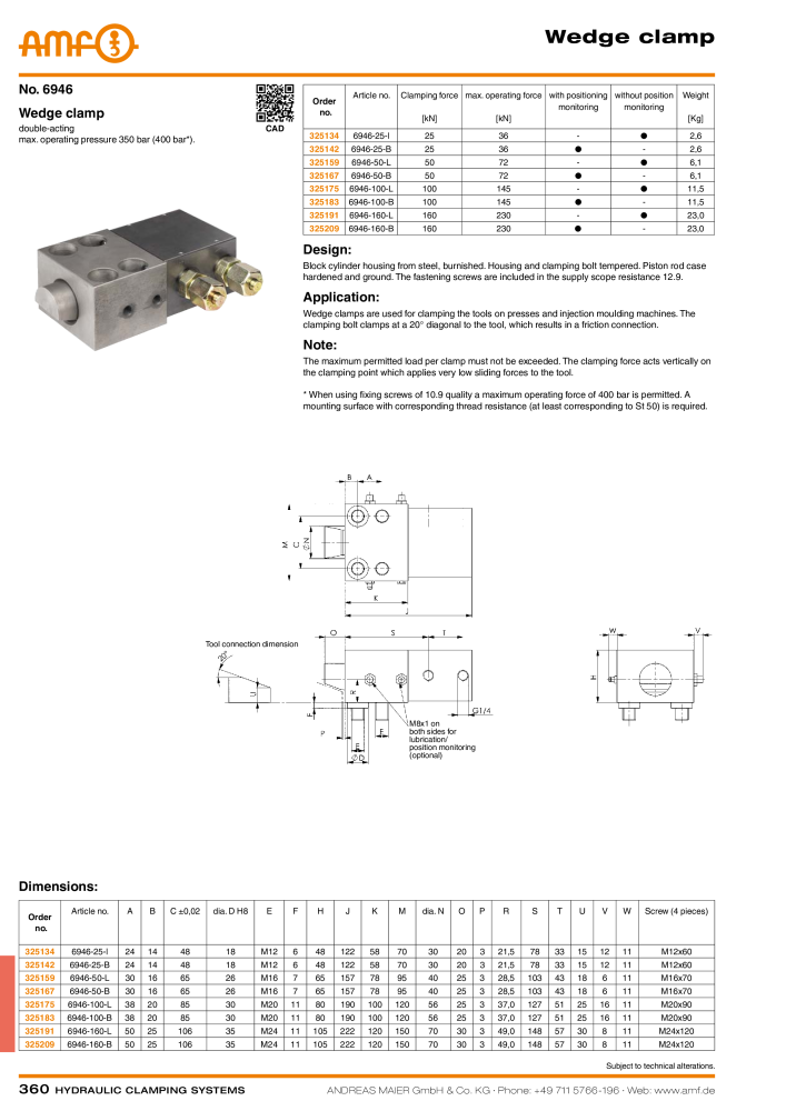 AMF Catalogue Hydraulic clamping systems Nb. : 2023 - Page 360