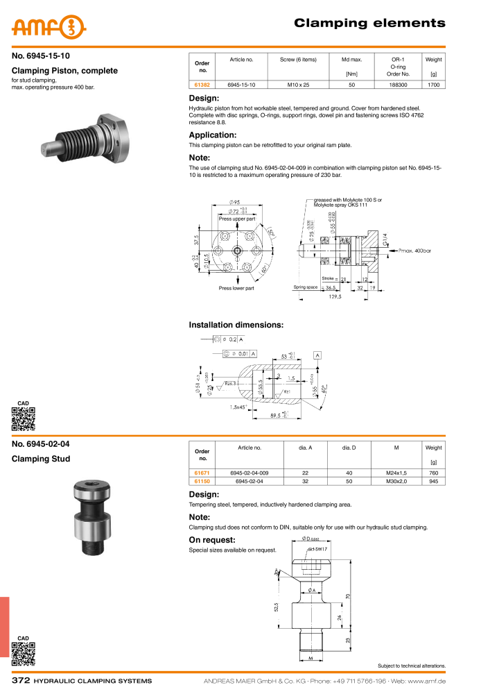 AMF Catalogue Hydraulic clamping systems NO.: 2023 - Page 372