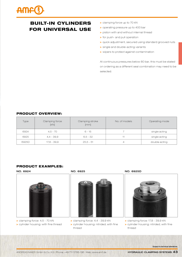 AMF Catalogue Hydraulic clamping systems NR.: 2023 - Side 43