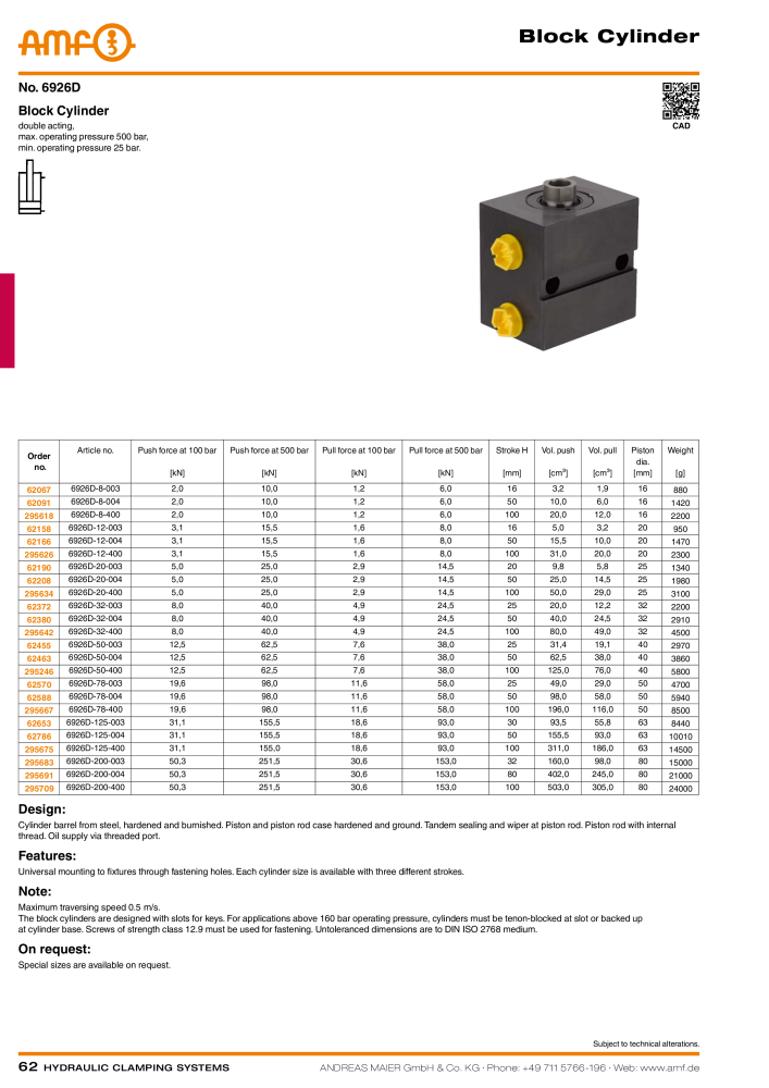 AMF Catalogue Hydraulic clamping systems Nb. : 2023 - Page 62