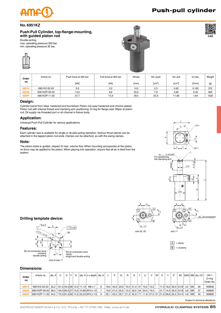 AMF Catalogue Hydraulic clamping systems NR.: 2023 - Side 85