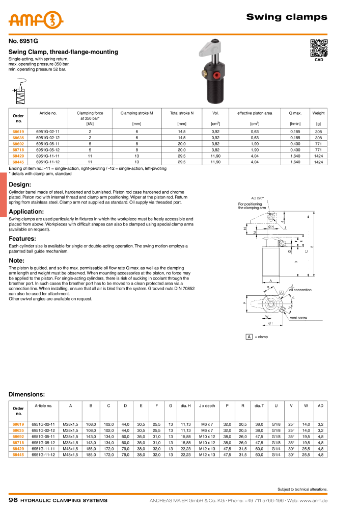 AMF Catalogue Hydraulic clamping systems Nb. : 2023 - Page 96