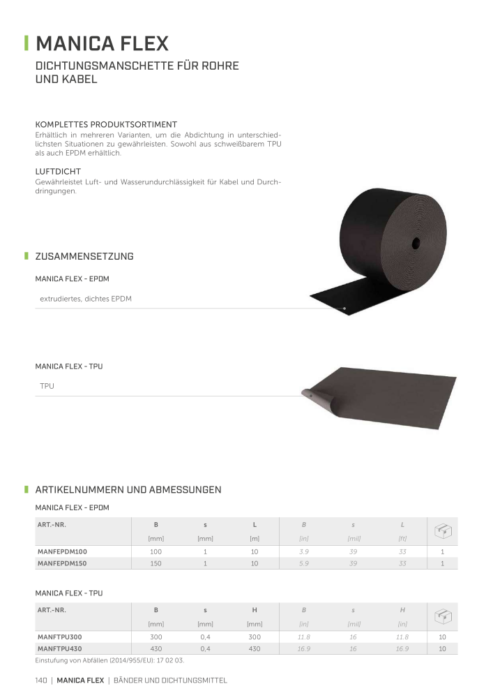 Rothoblaas - Bänder, Dichtungsmittel  und Bahnen NR.: 20233 - Seite 140