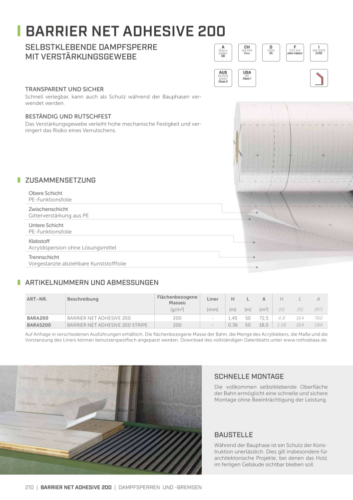 Rothoblaas - Bänder, Dichtungsmittel  und Bahnen NR.: 20233 - Pagina 210