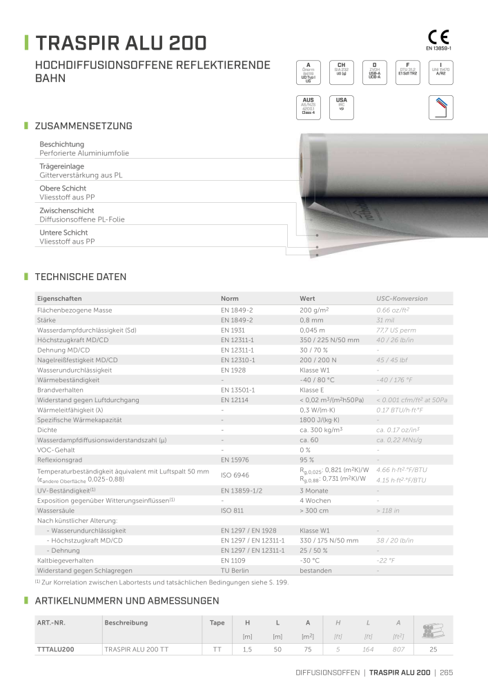 Rothoblaas - Bänder, Dichtungsmittel  und Bahnen Nb. : 20233 - Page 265