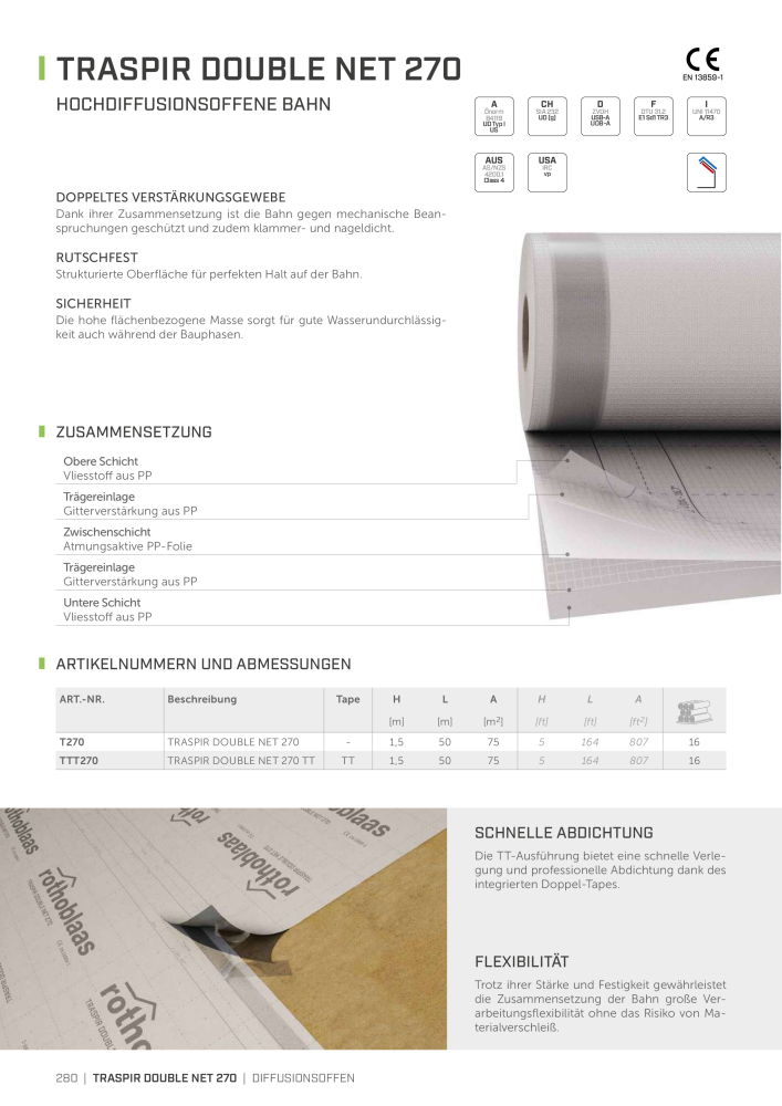 Rothoblaas - Bänder, Dichtungsmittel  und Bahnen NR.: 20233 - Seite 280