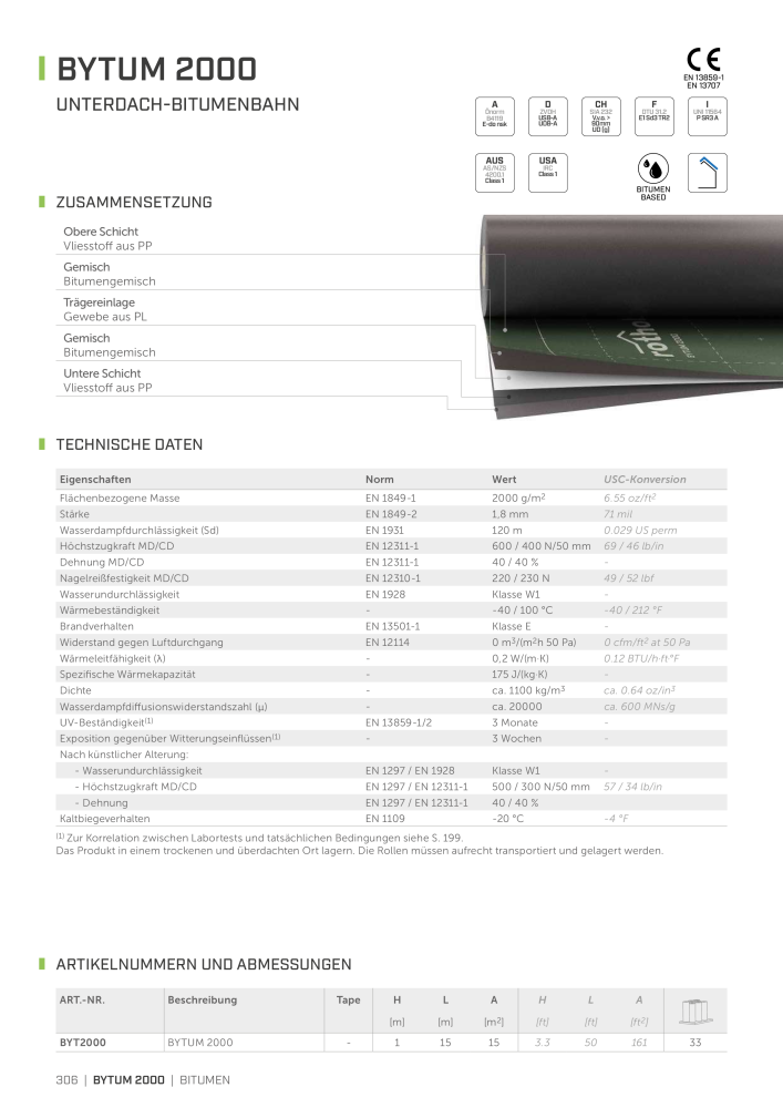 Rothoblaas - Bänder, Dichtungsmittel  und Bahnen Nb. : 20233 - Page 306