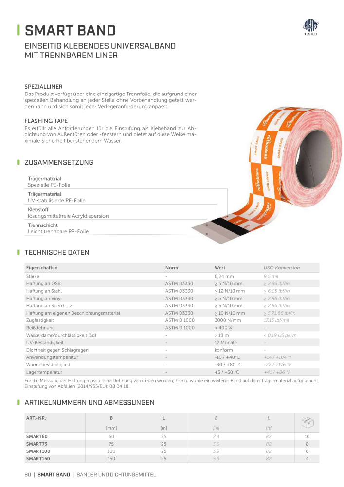 Rothoblaas - Bänder, Dichtungsmittel  und Bahnen NR.: 20233 - Seite 80