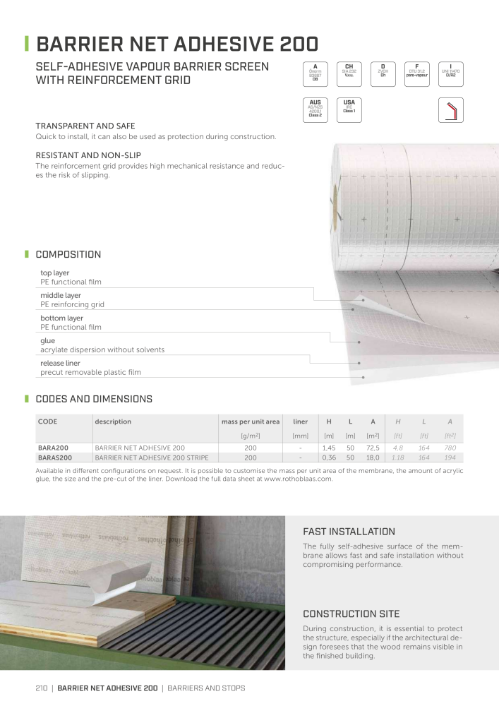 Rothoblaas - Tapes, Sealants and Membranes NR.: 20245 - Seite 210