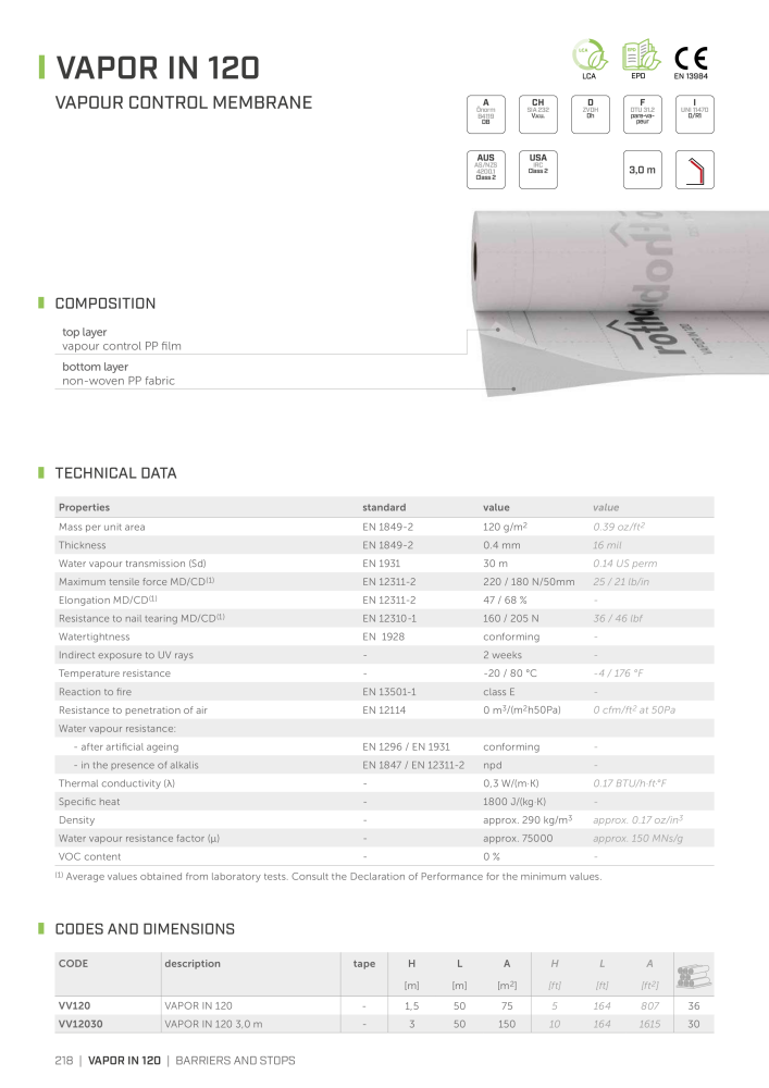 Rothoblaas - Tapes, Sealants and Membranes NO.: 20245 - Page 218