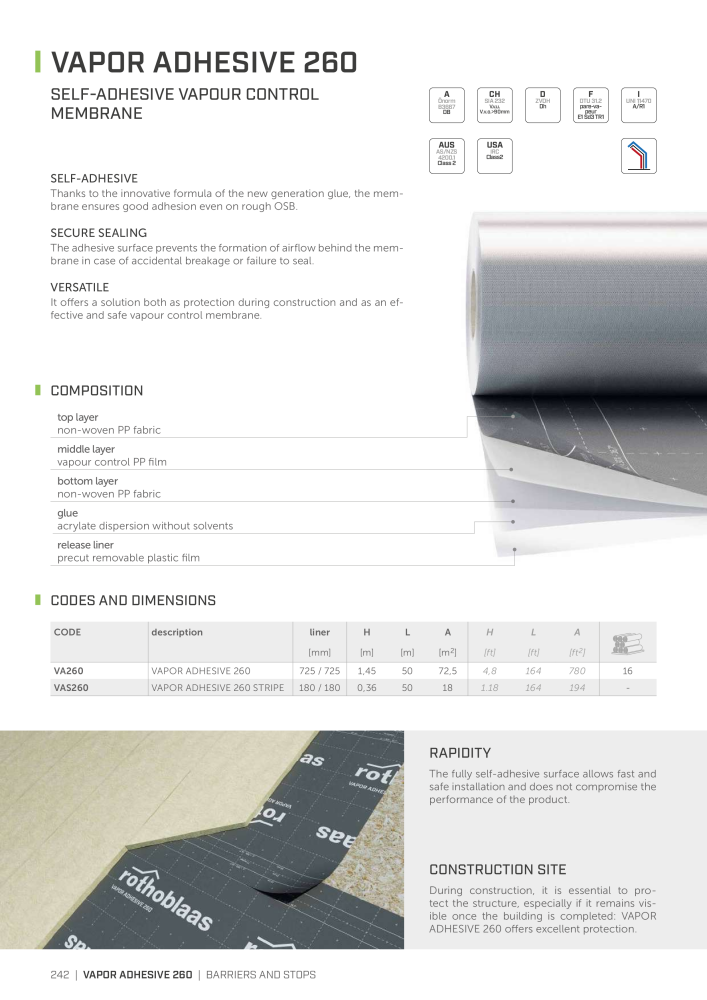 Rothoblaas - Tapes, Sealants and Membranes NR.: 20245 - Side 242