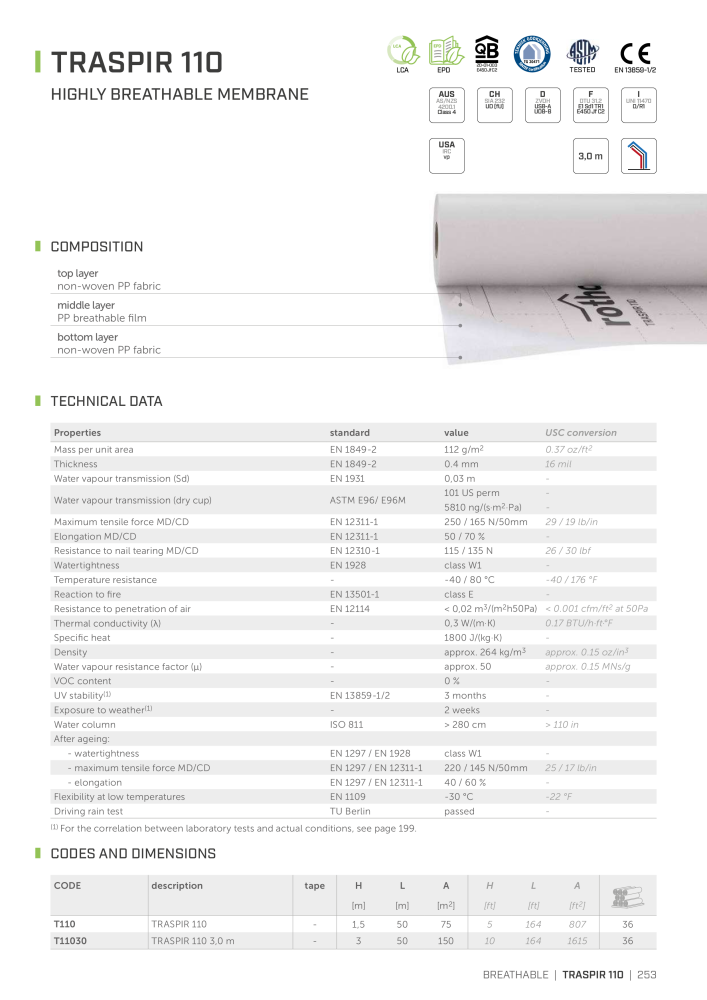 Rothoblaas - Tapes, Sealants and Membranes NR.: 20245 - Seite 253