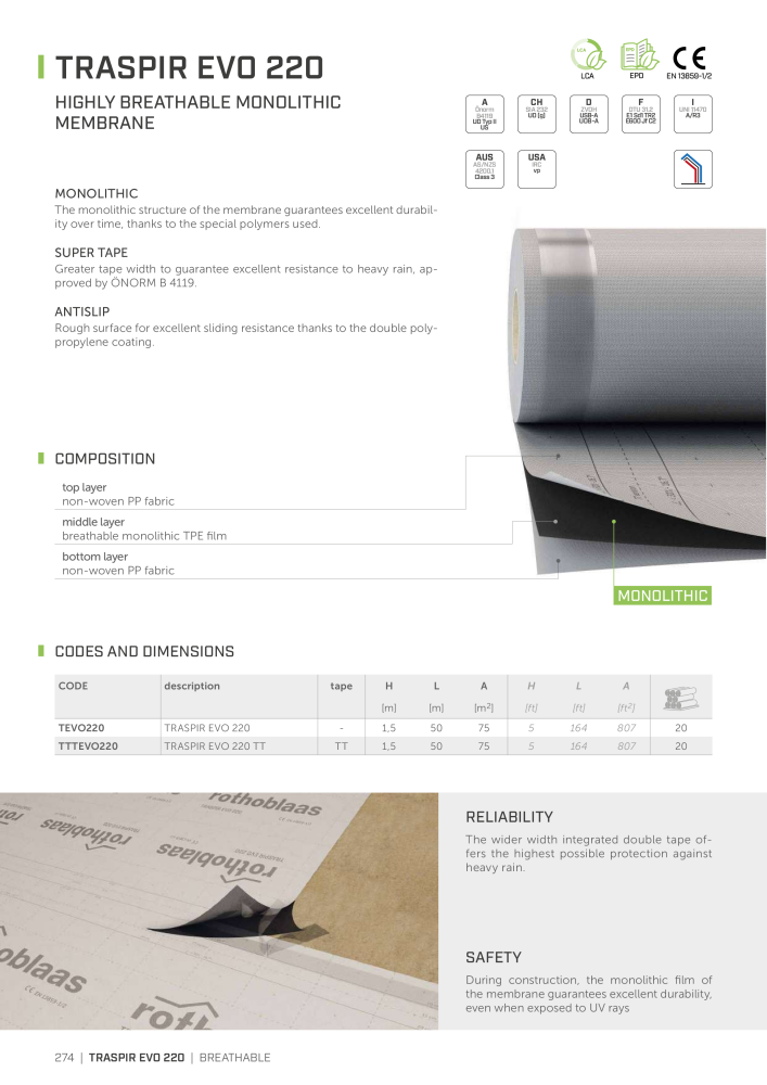 Rothoblaas - Tapes, Sealants and Membranes NO.: 20245 - Page 274