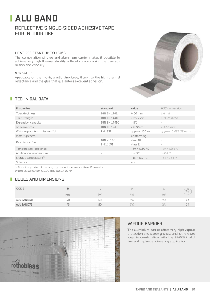 Rothoblaas - Tapes, Sealants and Membranes n.: 20245 - Pagina 61