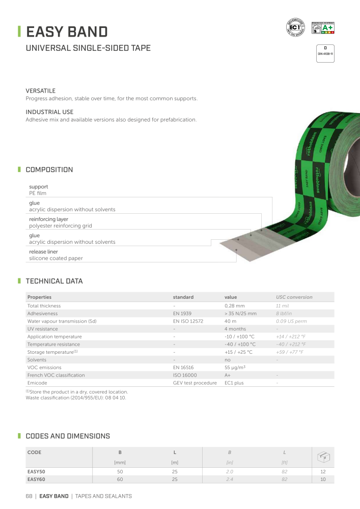 Rothoblaas - Tapes, Sealants and Membranes NR.: 20245 - Seite 68